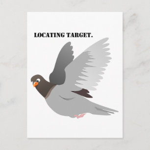 Grappige Duif Cartoon, "Locating Target" Vogel Hum Briefkaart