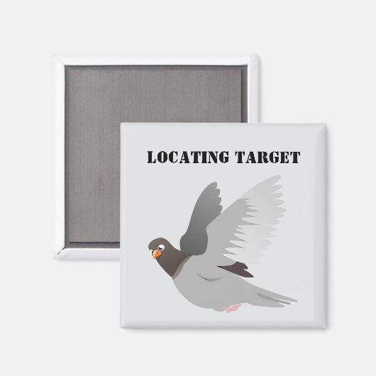 Grappige Duif Cartoon, "Locating Target" Vogel Hum Magneet (Voorkant / Achterkant)