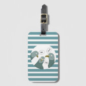 Grappige duif groeten met blauwe strepen bagagelabel (Voorkant (verticaal))