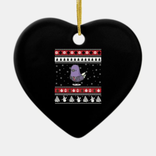 Grappige Duif Lelijk Kerstfeest Keramisch Ornament (Voorkant)