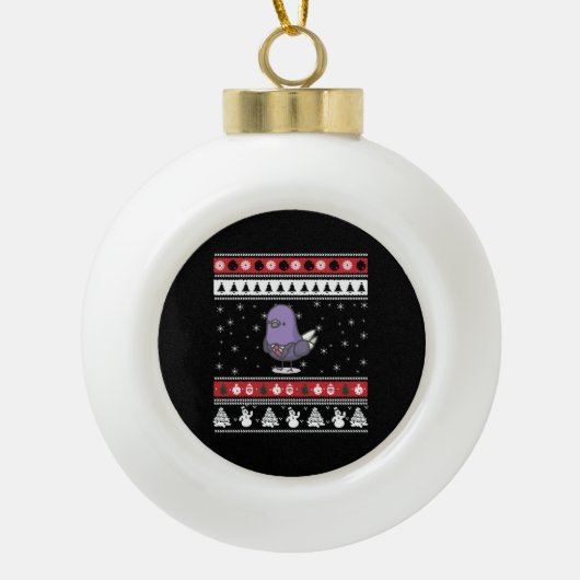 Grappige duif lelijke kerst keramische bal ornament (Voorkant)