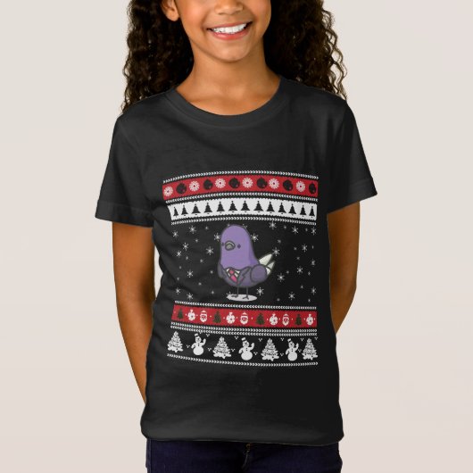 Grappige duif lelijke kerst t-shirt (Voorkant)