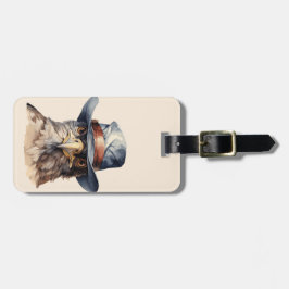 Grappige duif met een cowboy pet, waterverf bagagelabel