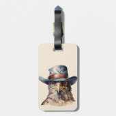 Grappige duif met een cowboy pet, waterverf bagagelabel (Achterkant verticaal)