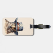 Grappige duif met een cowboy pet, waterverf bagagelabel (Achterkant horizontaal)