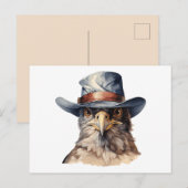 Grappige duif met een cowboy pet, waterverf briefkaart (Voorkant / Achterkant)