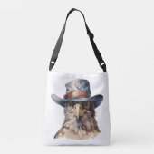 Grappige duif met een cowboy pet, waterverf crossbody tas (Achterkant)