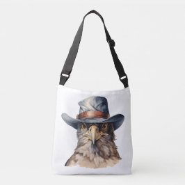 Grappige duif met een cowboy pet, waterverf crossbody tas