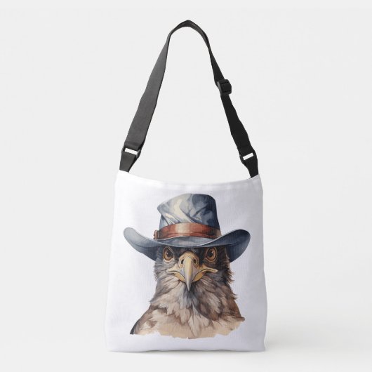 Grappige duif met een cowboy pet, waterverf crossbody tas (Voorkant)