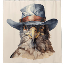 Grappige duif met een cowboy pet, waterverf douchegordijn