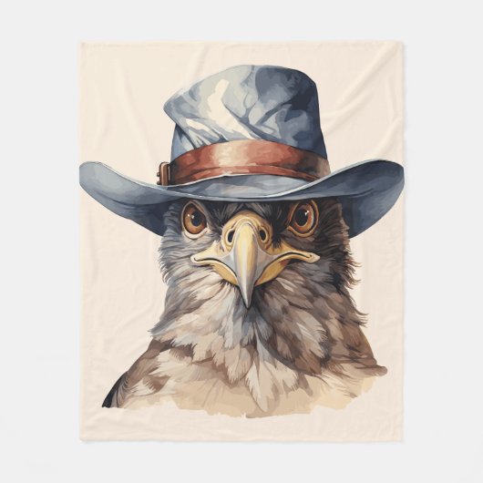 Grappige duif met een cowboy pet, waterverf fleece deken (Voorkant)