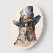 Grappige duif met een cowboy pet, waterverf grote klok (Hoek)