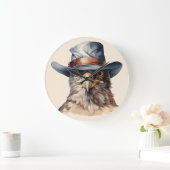 Grappige duif met een cowboy pet, waterverf grote klok (Huis)