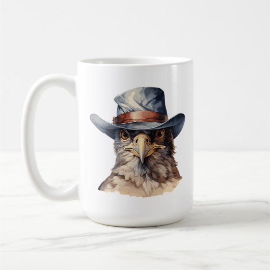 Grappige duif met een cowboy pet, waterverf koffiemok (Links)