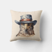 Grappige duif met een cowboy pet, waterverf kussen (Achterkant)