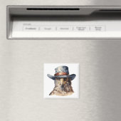 Grappige duif met een cowboy pet, waterverf magneet (Insitu (Vaatwasser))