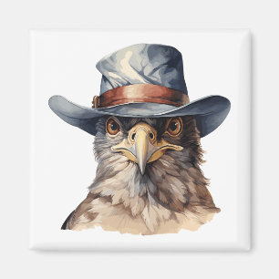 Grappige duif met een cowboy pet, waterverf magneet