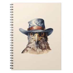 Grappige duif met een cowboy pet, waterverf notitieboek
