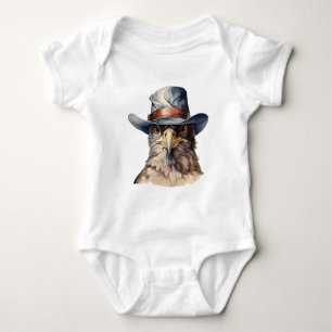 Grappige duif met een cowboy pet, waterverf romper