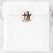 Grappige duif met een cowboy pet, waterverf ronde sticker (Tas)