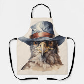Grappige duif met een cowboy pet, waterverf schort (Voorkant)