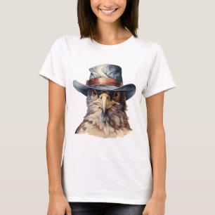 Grappige duif met een cowboy pet, waterverf t-shirt