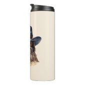 Grappige duif met een cowboy pet, waterverf thermosbeker (Geroteerd rechts)