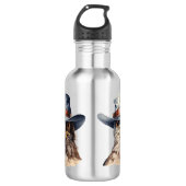 Grappige duif met een cowboy pet, waterverf waterfles  (Voorkant)