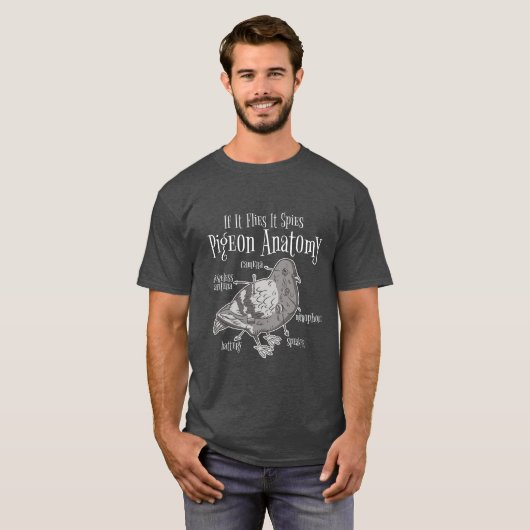 Grappige duif spion t-shirt (Voorkant volledig)