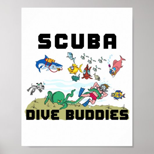 Grappige Duikbuddy Poster (Voorkant)