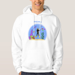 Grappige duiker en vis zeewezens cartoon hoodie