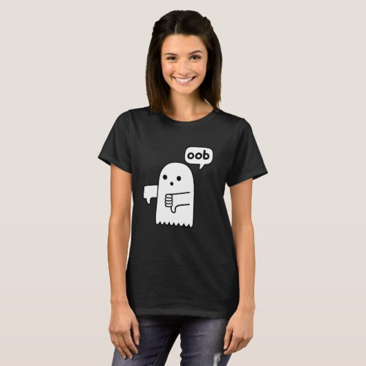 Grappige duimen omlaag spook schreeuwen van afkeur t-shirt (Voorkant volledig)