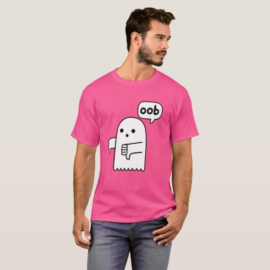 Grappige duimen omlaag spook schreeuwen van afkeur t-shirt (Voorkant volledig)