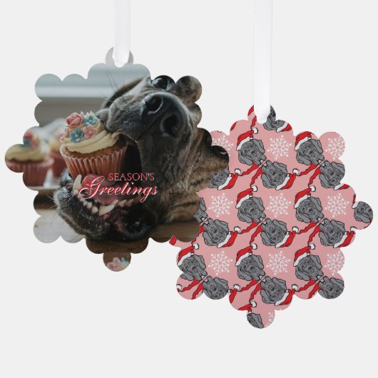 Grappige Duitse Dog Kerstgroet Ornament Kaart (Voorkant / Achterkant)