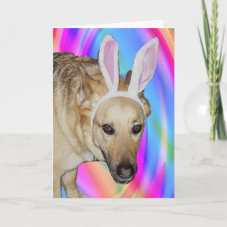 Grappige Duitse Herder Hond & Paashaas Ooren Feestdagen Kaart