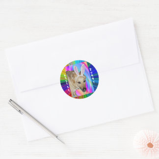 Grappige Duitse Herder Hond & Paashaas Ooren Ronde Sticker