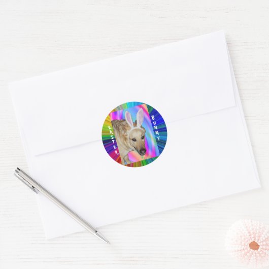Grappige Duitse Herder Hond & Paashaas Ooren Ronde Sticker (Envelop)