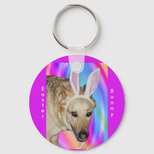 Grappige Duitse Herder Hond & Paashaas Ooren Sleutelhanger (Voorkant)