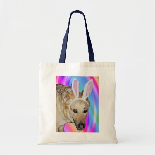 Grappige Duitse Herder Hond & Paashaas Ooren Tote Bag (Voorkant)