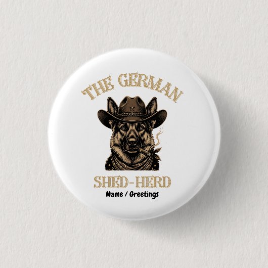 Grappige Duitse Herders Cowboy Duitse Shed-Kudde Ronde Button 3,2 Cm (Voorkant)