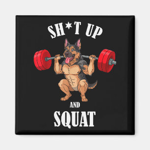 Grappige Duitse Herders Fitness Squat Workout Wei Magneet
