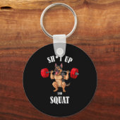 Grappige Duitse Herders Fitness Squat Workout Wei Sleutelhanger (Voorkant)