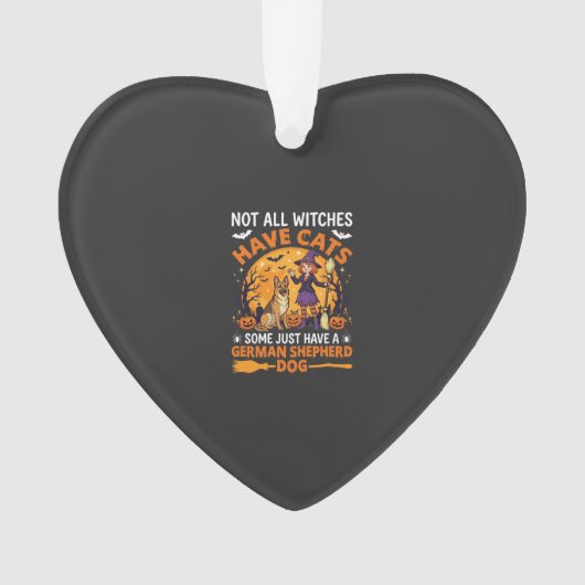 Grappige Duitse Herders Halloween Heksen Hond Ornament (voorkant)