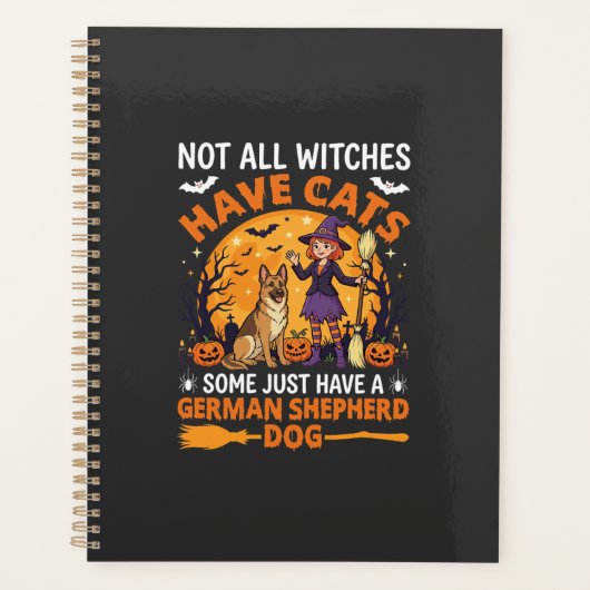 Grappige Duitse Herders Halloween Heksen Hond Planner (Voorkant)