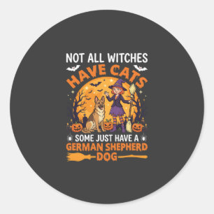 Grappige Duitse Herders Halloween Heksenhond Ronde Sticker