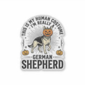Grappige Duitse Herders Halloween Kostuum Hond Des Sticker (Voorkant)