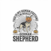 Grappige Duitse Herders Halloween Kostuum Hond Des Sticker (Voorkant)