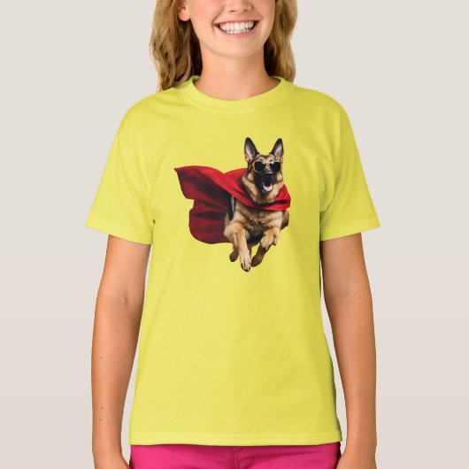 Grappige Duitse Herders Superheld Kinderen T-shirt (Voorkant)