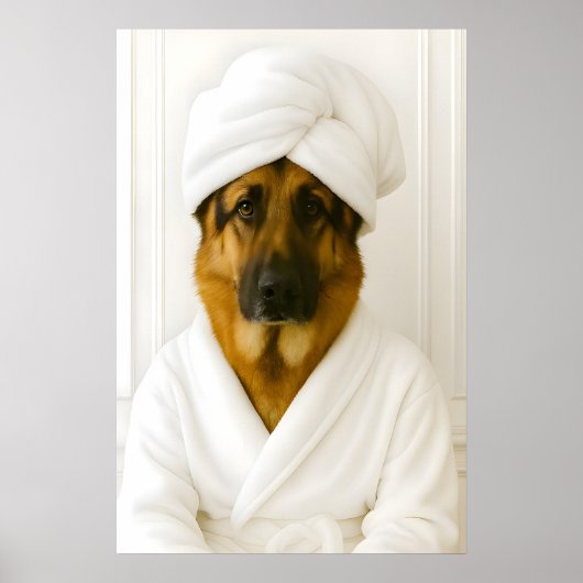 Grappige Duitse Herdersbadkamerprint, Duits Poster (Voorkant)