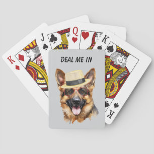 Grappige Duitse herdershond behandel me Pokerkaarten